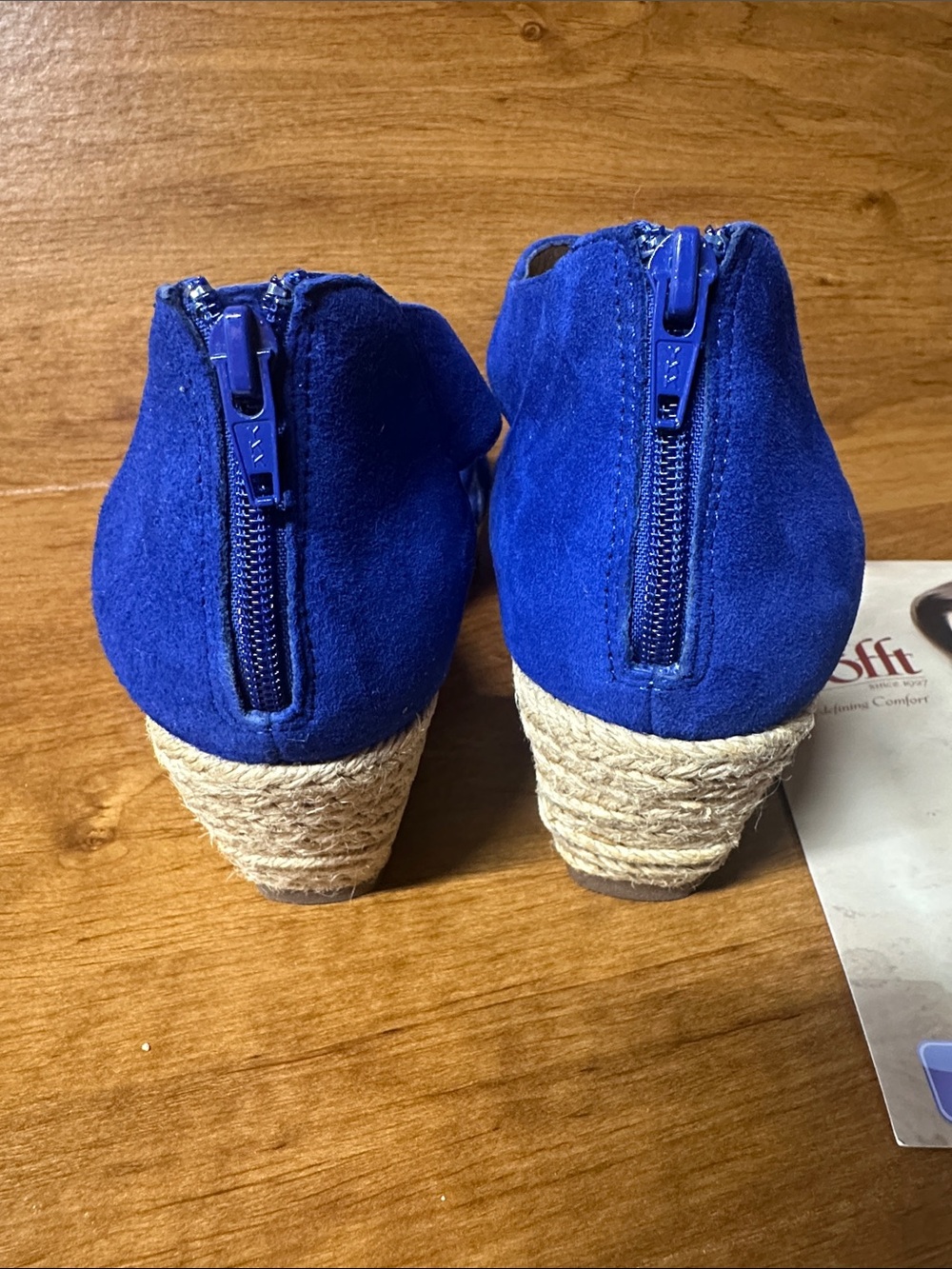 Sofft Blue Suede Wedge Sandals size 8 - Picture 4 of 6